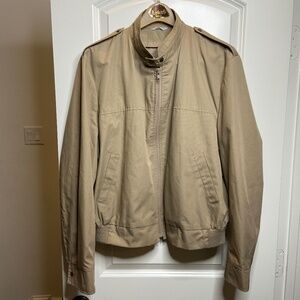 Tan, Poly-Cotton, Casualcraft Bomber Jacket; 42R; Fully Lined; Snap Cuffs; EUC